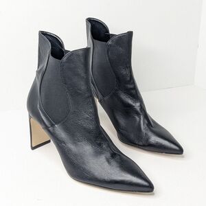 Marian Heeled Ankle Boots, Black Leather, Women's 41 EU (US 9.5)